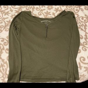 Green Zipper Crop Top